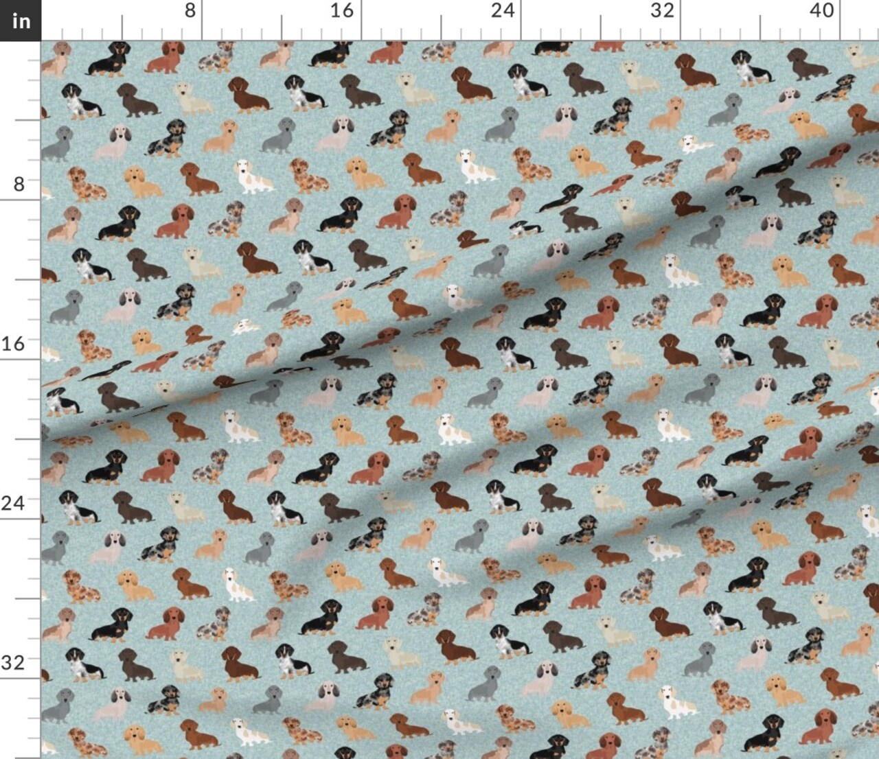 Dachshund Pet Quilt Dog Breed Silhouette Coordinates Multi Dogs Custom Printed Fabric by Spoonflower Various Fabrics by the Yard or Fat Quarter